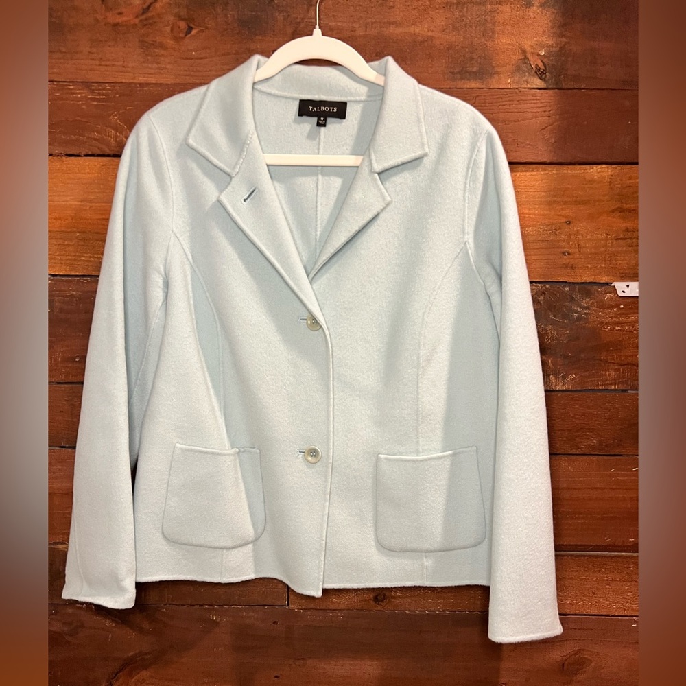 Talbots Wool Blend Blazer - Size 12 - Soft Blue